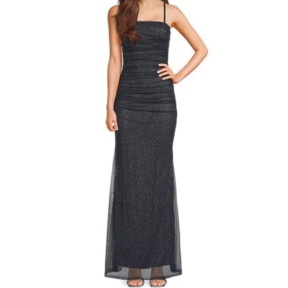 Glitter Mesh Ruched Long Dress, Juniors 13, NWT!